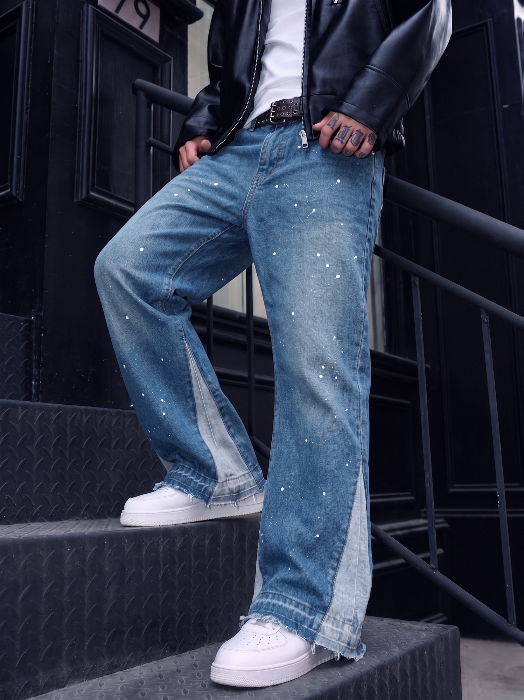 Blue Vintage Washed Flared Men's Jeans Blue Vintage Washed Flared Men's Jeans - Image 1