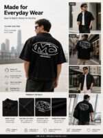 Black Embroidered Short-Sleeve Denim Shirt — 727 - view 5