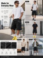 Black Embroidered Denim Shorts — 082 - view 9