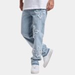 Light Blue Butterfly-Detail Jeans — 260 - view 1