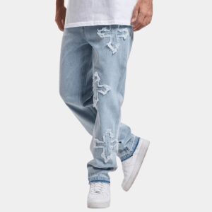 Light Blue Butterfly-Detail Jeans — 260 - view 1