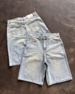Light Blue Washed Denim Shorts — 332 - view 2
