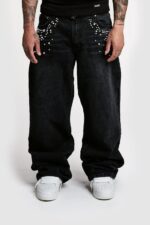 Black Embellished Wide-Leg Jeans — 0026 - view 3