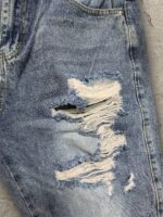 Blue Distressed Wide-Leg Jeans — 0008 - view 7