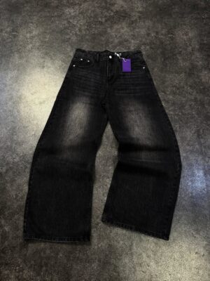 Black Washed Wide-Leg Jeans — 274 - view 2
