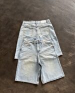 Light Blue Washed Denim Shorts — 332 - view 6