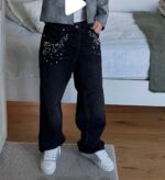 Black Embellished Wide-Leg Jeans — 0026 - view 1
