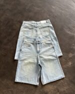 Light Blue Washed Denim Shorts — 332 - view 4