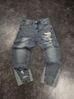 Blue Distressed Wide-Leg Jeans — 0008 - view 1