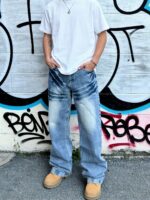 Blue Washed Wide-Leg Jeans — 0037 - view 6