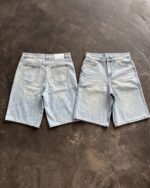 Light Blue Washed Denim Shorts — 332 - view 8