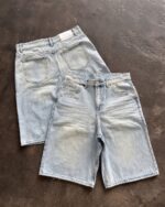 Light Blue Washed Denim Shorts — 332 - view 3