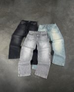 Grey Washed Wide-Leg Jeans — 0112 - view 7