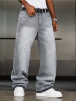 Grey Panelled Wide-Leg Jeans — 0024 - view 7