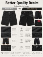 Black Embroidered Denim Shorts — 082 - view 8