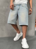 Light Blue Washed Denim Shorts — 332 - view 10
