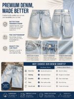 Light Blue Washed Denim Shorts — 332 - view 9