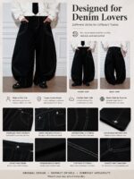 Black Contrast-Stitch Wide-Leg Jeans — 316 - view 10
