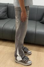 Grey Side-Panel Wide-Leg Jeans — 0015 - view 13