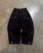 Black Contrast-Stitch Wide-Leg Jeans — 316 - view 5