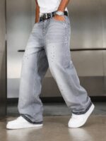 Grey Panelled Wide-Leg Jeans — 0024 - view 19