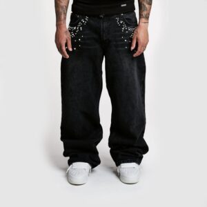 Black Embellished Wide-Leg Jeans — 0026 - view 2