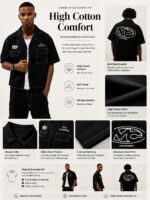 Black Embroidered Short-Sleeve Denim Shirt — 727 - view 6