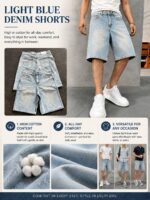 Light Blue Washed Denim Shorts — 332 - view 11