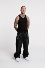 Black Embellished Wide-Leg Jeans — 0026 - view 7