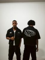 Black Embroidered Short-Sleeve Denim Shirt — 727 - view 2