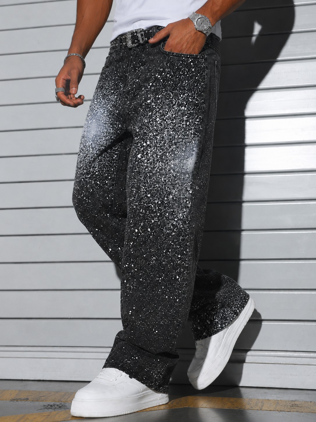 binou-cb937b25fed31aeaf430 Black Paint-Effect Jeans — 317 - view 1