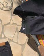 Black Flame-Embroidered Denim Shorts — 062 - view 4