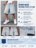Light Blue Washed Denim Shorts — 332 - view 16