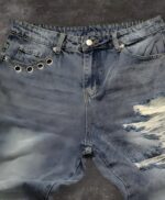 Blue Distressed Wide-Leg Jeans — 0008 - view 12
