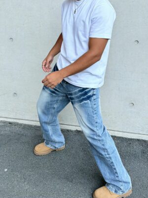 Blue Washed Wide-Leg Jeans — 0037 - view 1