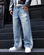Blue Distressed Wide-Leg Jeans — 0008 - view 18