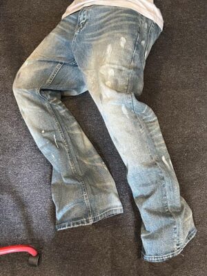 Grey Distressed Wide-Leg Jeans — 0035 - view 2