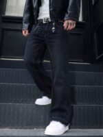 Dark Blue Panelled Jeans — 0060 - view 1
