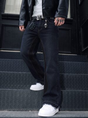 Dark Blue Panelled Jeans — 0060 - view 1