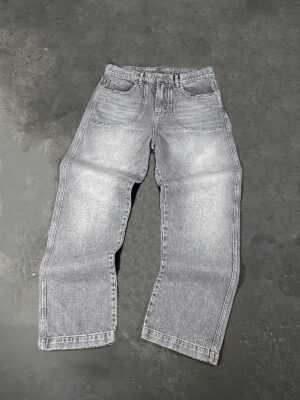 Grey Washed Wide-Leg Jeans — 0112 - view 1