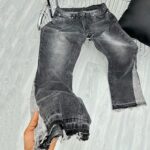 Grey Raw-Hem Panelled Jeans — 0058 - view 11