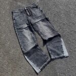 Grey Raw-Hem Panelled Jeans — 0058 - view 1