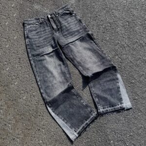Grey Raw-Hem Panelled Jeans — 0058 - view 1